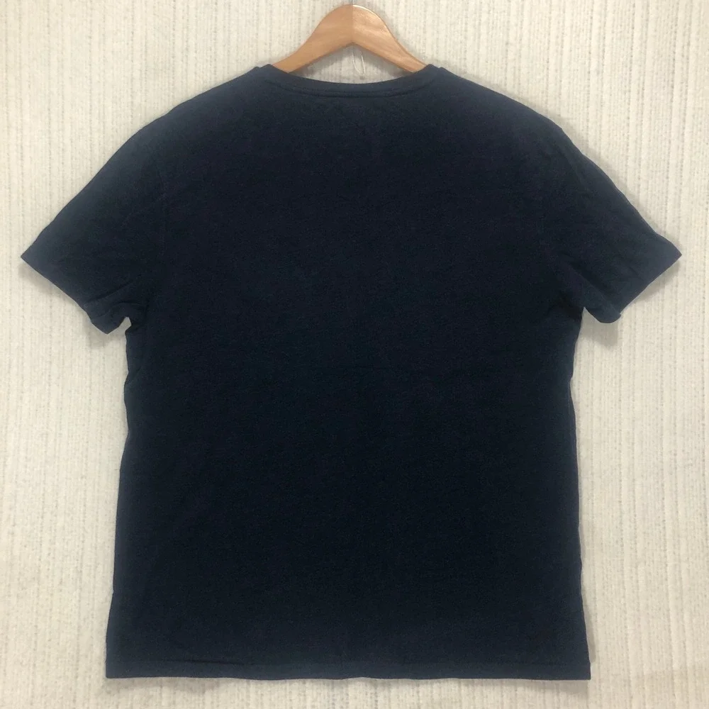 Polo Ralph Lauren Mens V-Neck T-Shirt Navy Blue Heathered Pony Logo Large L